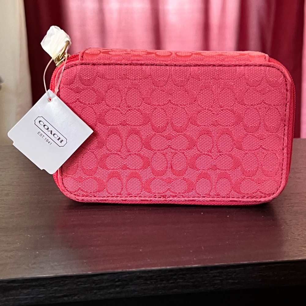 NWT Coach Signature Jewelry Box in Coral